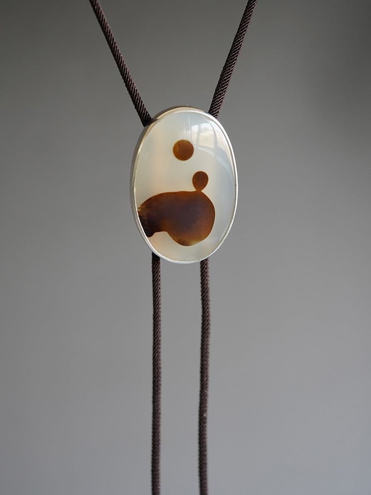 “Zuowang” The Oblivion of Self: S925 Silver with Ocean Chalcedony Bolo Tie