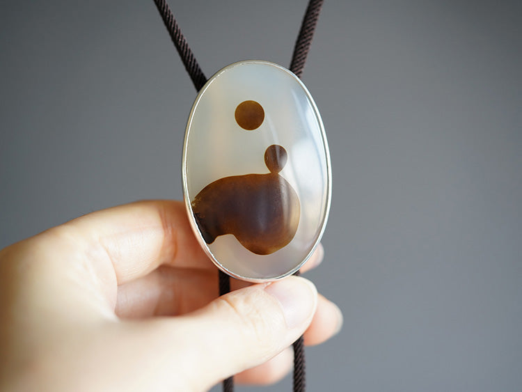 “Zuowang” The Oblivion of Self: S925 Silver with Ocean Chalcedony Bolo Tie