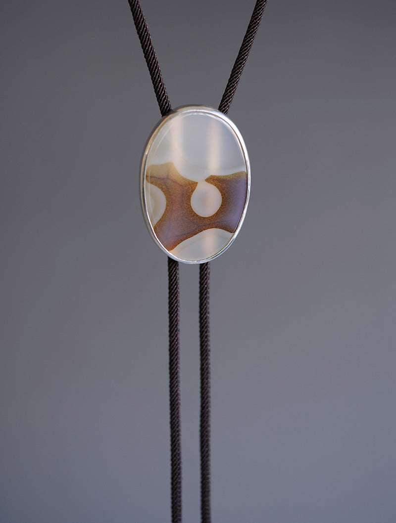 Taihu Garden Spirit – Natural Ocean Jasper & Sterling Silver Bolo Tie
