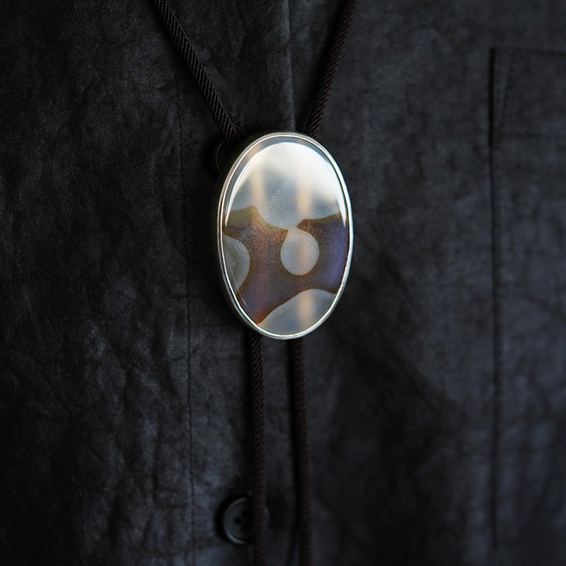 Taihu Garden Spirit – Natural Ocean Jasper & Sterling Silver Bolo Tie