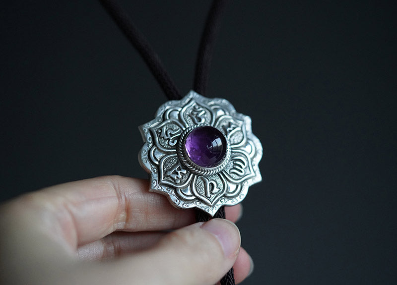 My Store “Six Word Proverbs” S999 Silver with Amethyst Bolo Tie