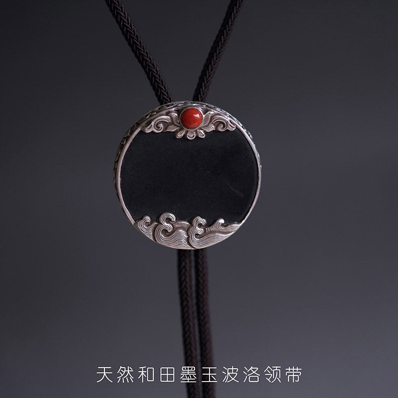 My Store “Sunrise” S999 Silver with Hetian Nephrite Bolo Tie
