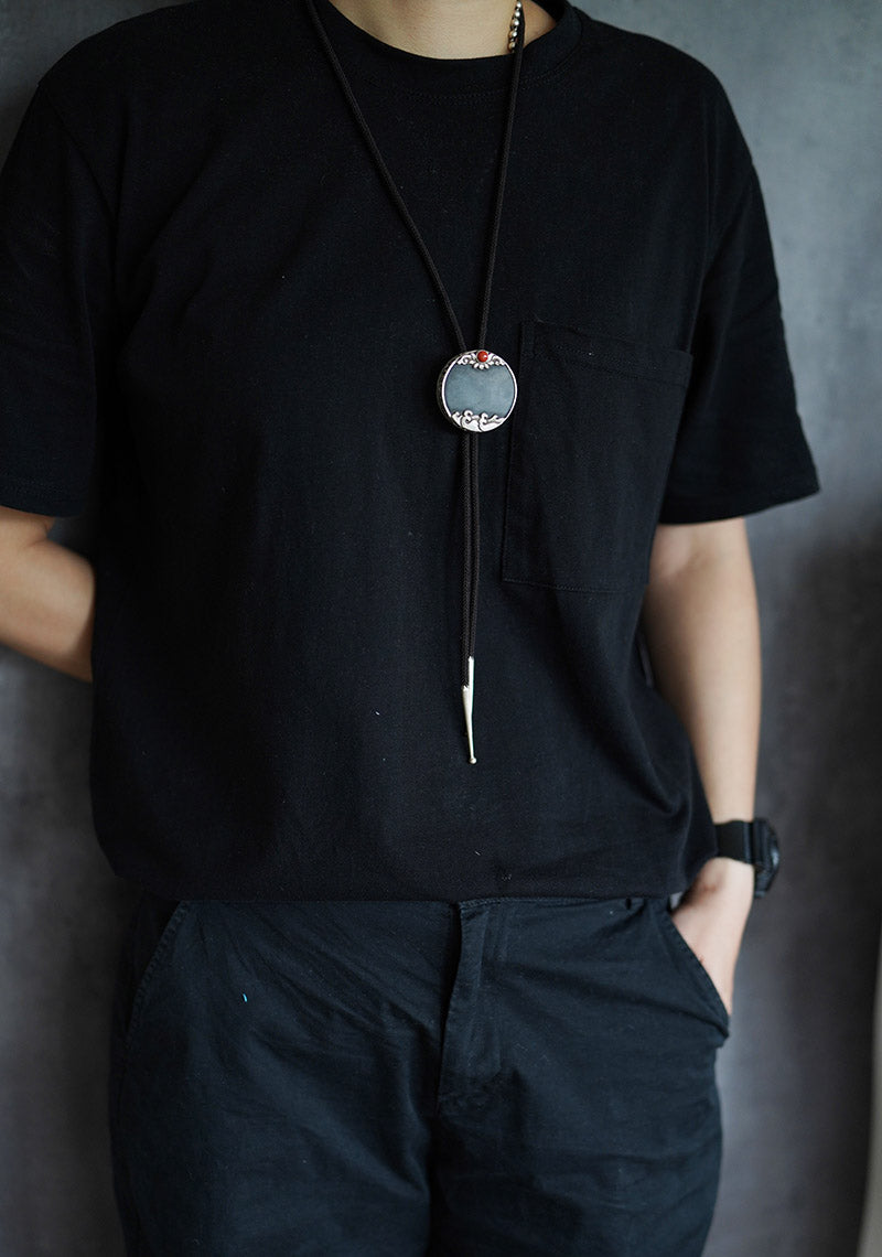 My Store “Sunrise” S999 Silver with Hetian Nephrite Bolo Tie