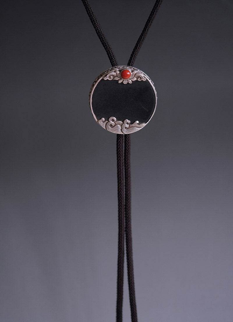 My Store “Sunrise” S999 Silver with Hetian Nephrite Bolo Tie