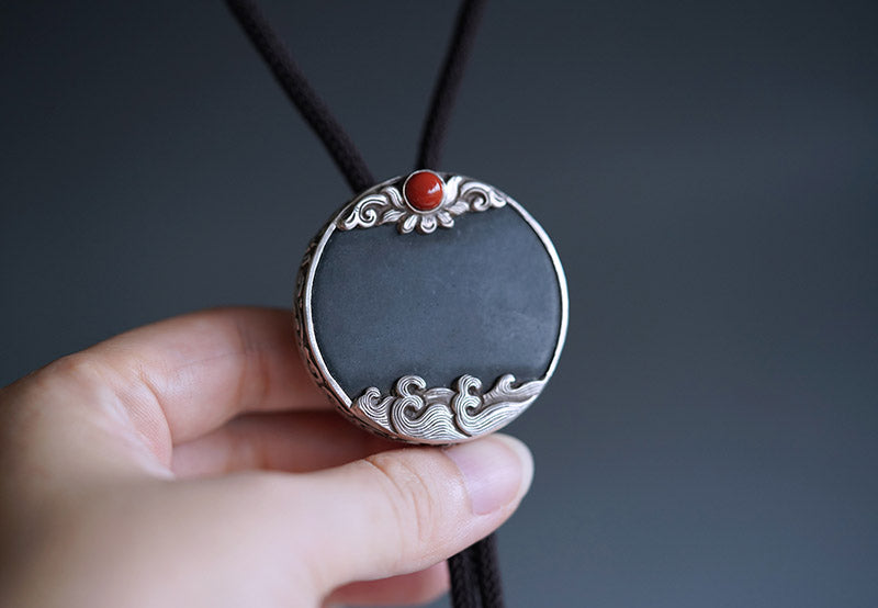 My Store “Sunrise” S999 Silver with Hetian Nephrite Bolo Tie