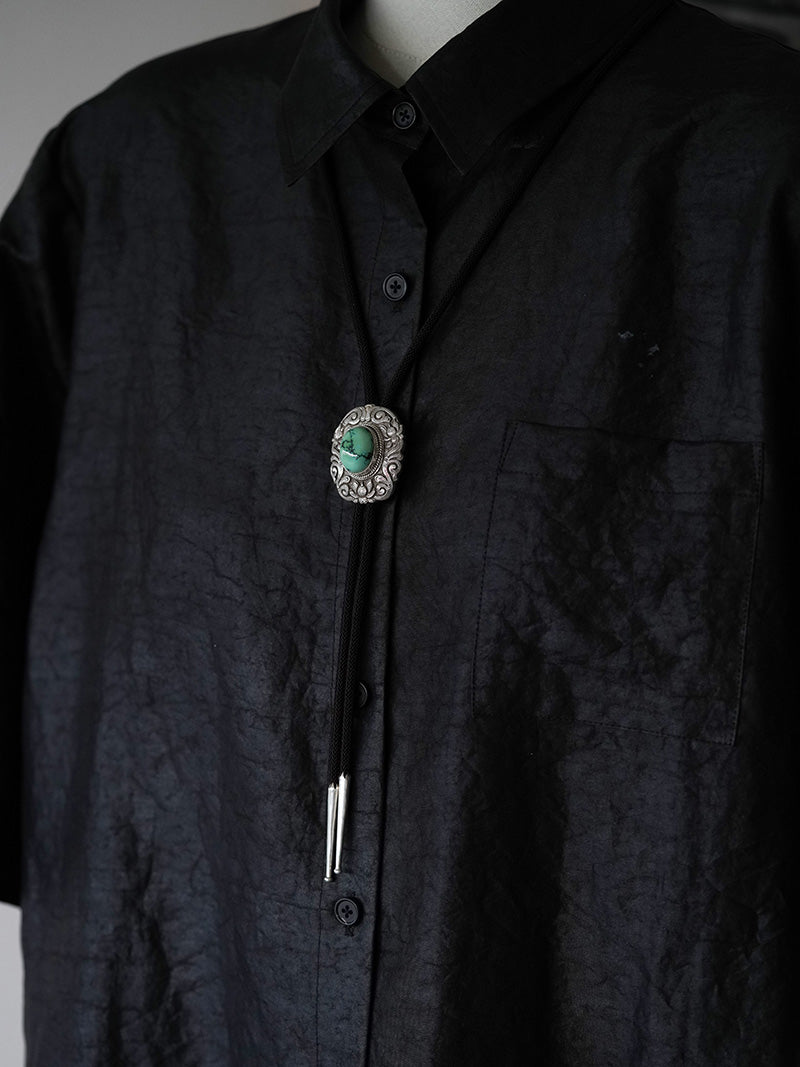 Hand-Chased S999 Fine Silver Bolo Tie - The Sacred Lotus & Imperial Turquoise