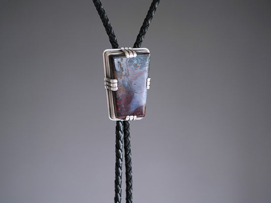 "The Stormy Ocean" — Handcrafted S999 Fine Silver Natural Pietersite Bolo Tie