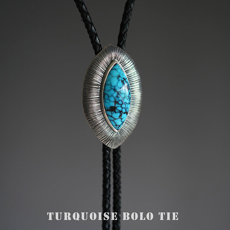 "Eye of the Firmament"— Sterling Silver Natural Turquoise Bolo Tie