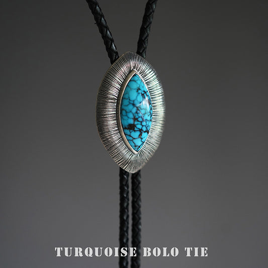 "Eye of the Firmament"— Sterling Silver Natural Turquoise Bolo Tie