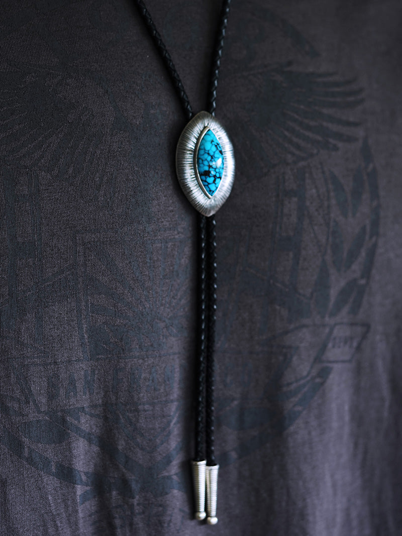 "Eye of the Firmament"— Sterling Silver Natural Turquoise Bolo Tie