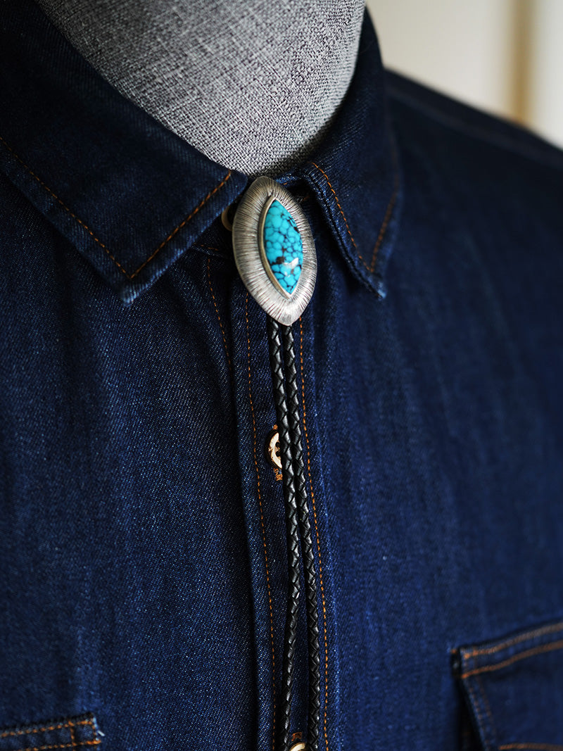 "Eye of the Firmament"— Sterling Silver Natural Turquoise Bolo Tie