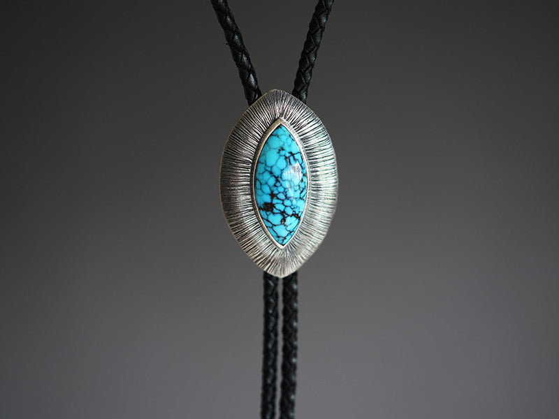 "Eye of the Firmament"— Sterling Silver Natural Turquoise Bolo Tie