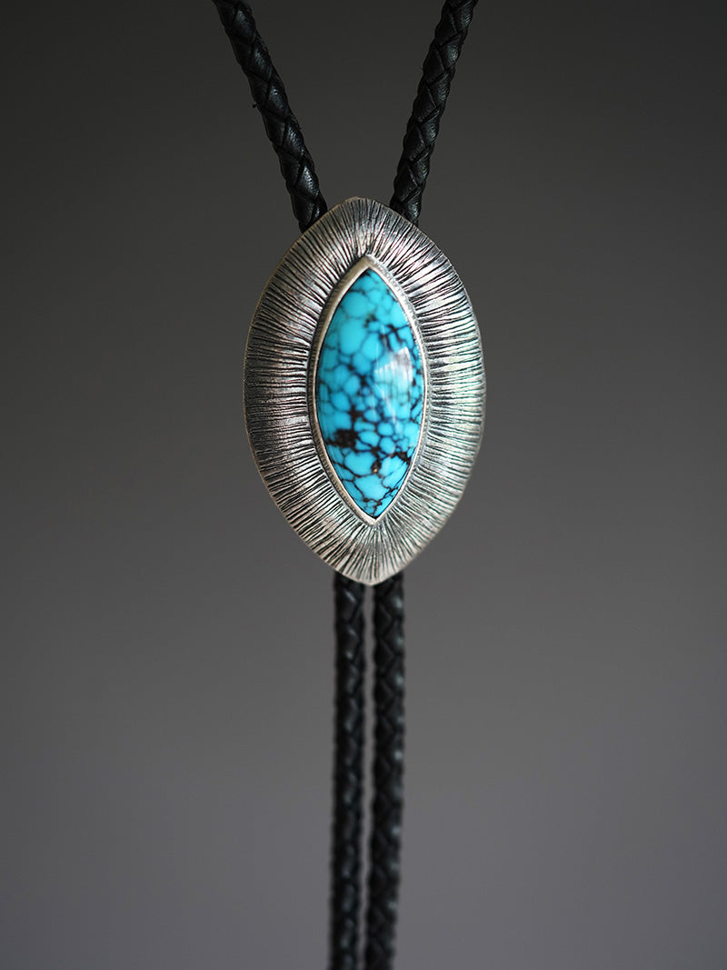"Eye of the Firmament"— Sterling Silver Natural Turquoise Bolo Tie