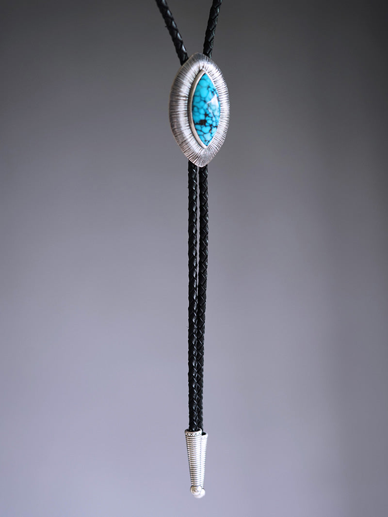 "Eye of the Firmament"— Sterling Silver Natural Turquoise Bolo Tie