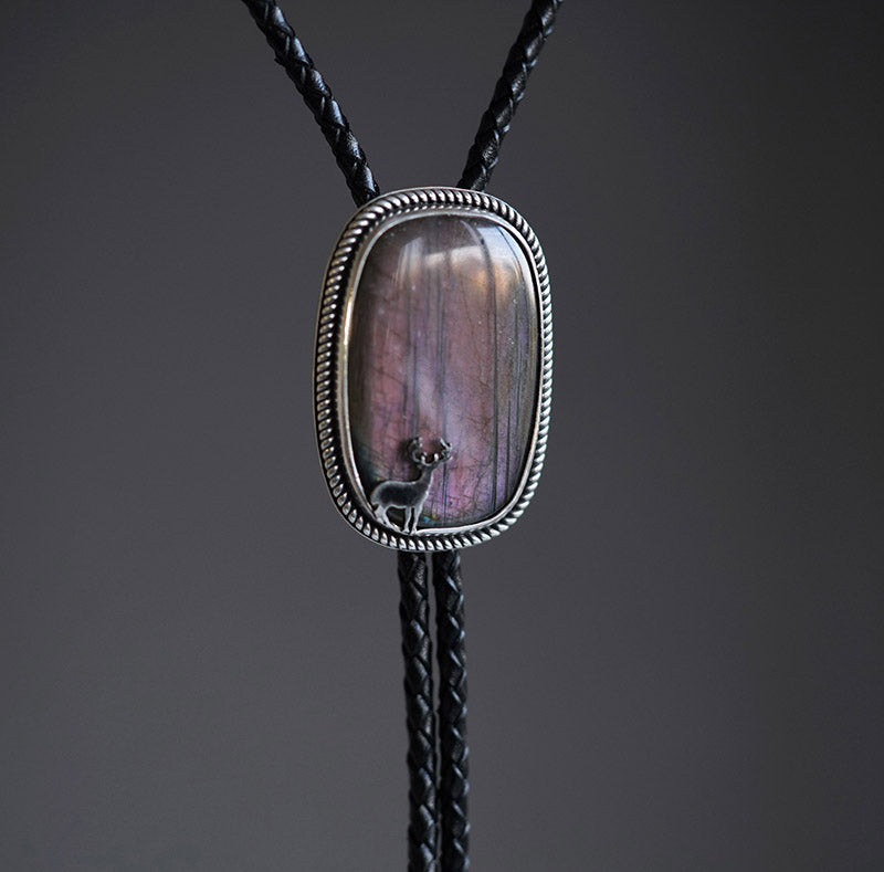 “The Elusive Stag”  Purple Labradorite Artisan Bolo Tie (One of One)
