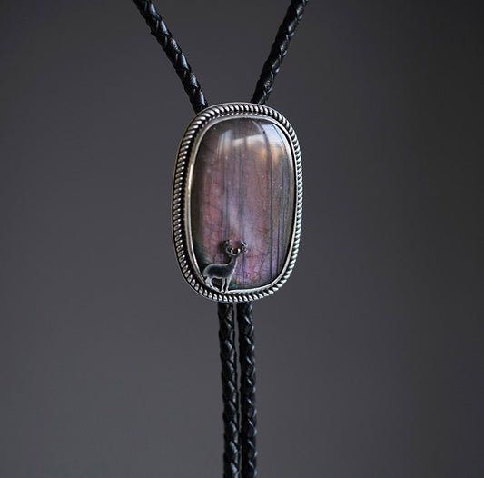 “The Elusive Stag”  Purple Labradorite Artisan Bolo Tie (One of One)