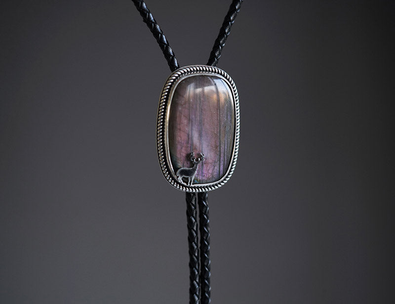“The Elusive Stag”  Purple Labradorite Artisan Bolo Tie (One of One)