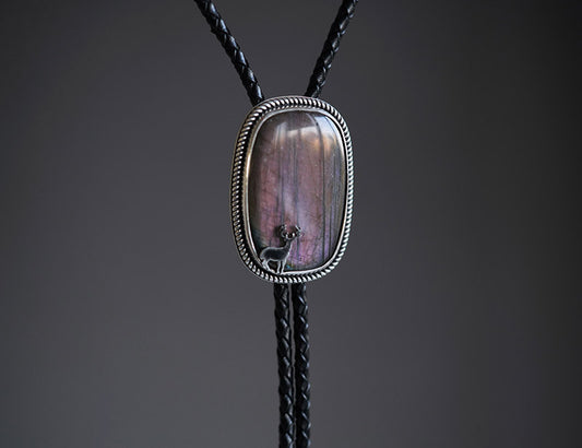 “The Elusive Stag”  Purple Labradorite Artisan Bolo Tie (One of One)
