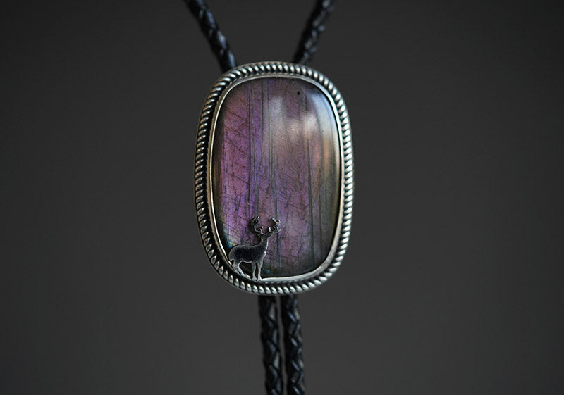 “The Elusive Stag”  Purple Labradorite Artisan Bolo Tie (One of One)