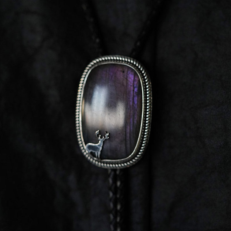 “The Elusive Stag”  Purple Labradorite Artisan Bolo Tie (One of One)