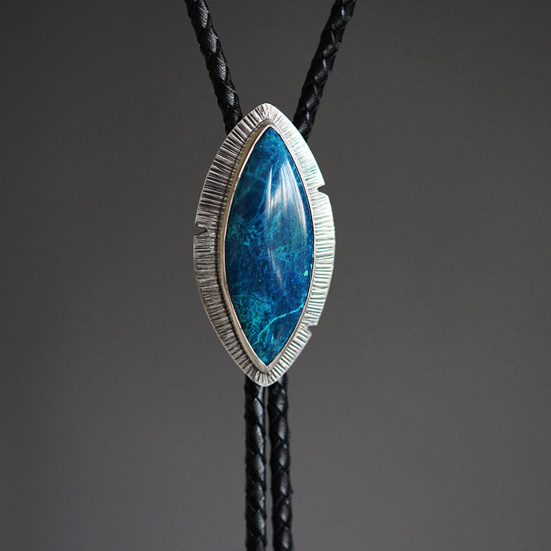 Artical Heart The Mountain Creek:Silver with Chrysocolla Bolo Tie