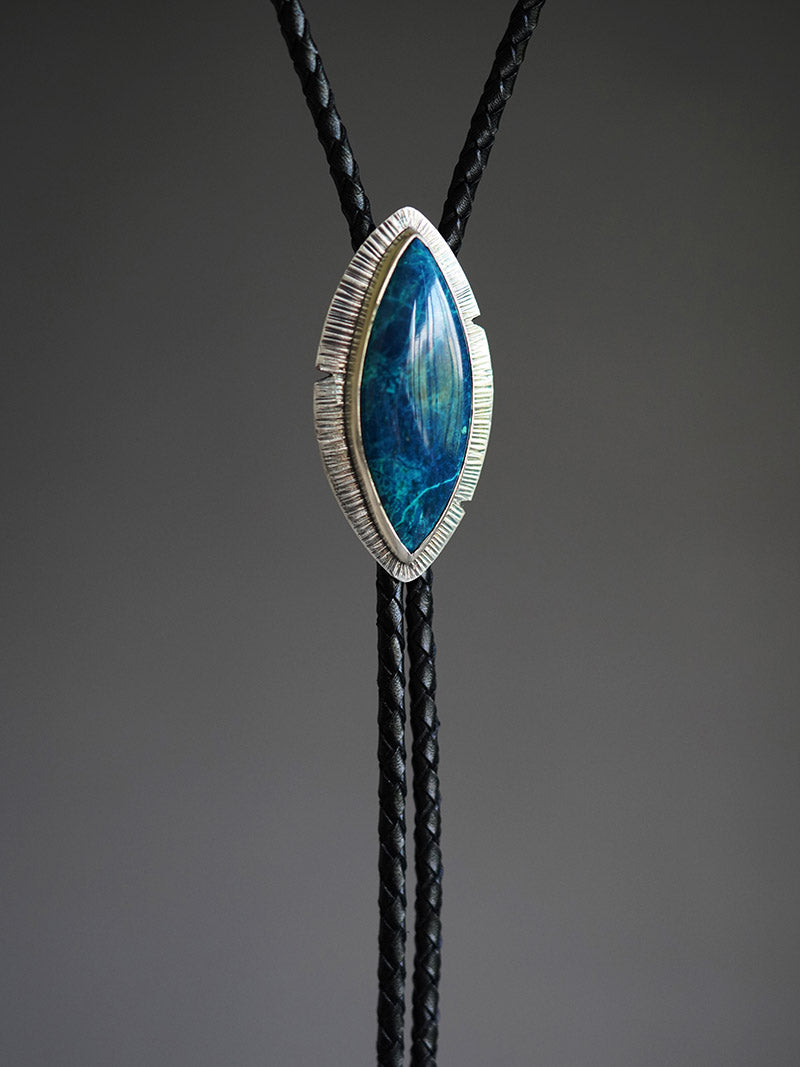 Artical Heart The Mountain Creek:Silver with Chrysocolla Bolo Tie