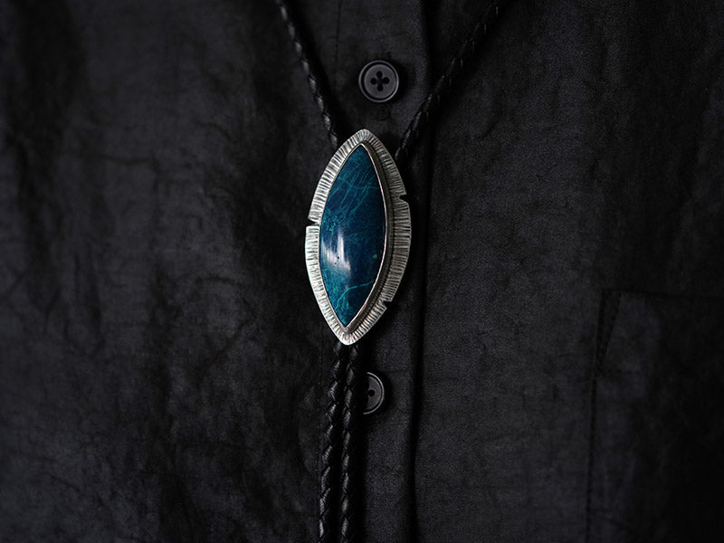 Artical Heart The Mountain Creek:Silver with Chrysocolla Bolo Tie