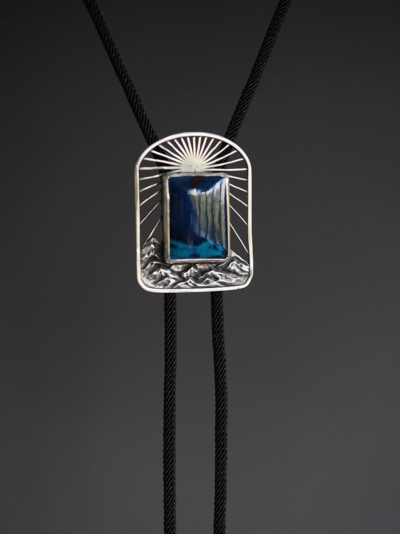 Artical Heart “The Ridge Sunrise” Natural Phoenix Stone & Silver Bolo Tie