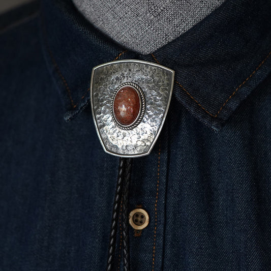 Artical Heart “Shield of the Paladin” S999 Fine Silver with Sunstone Bolo Tie