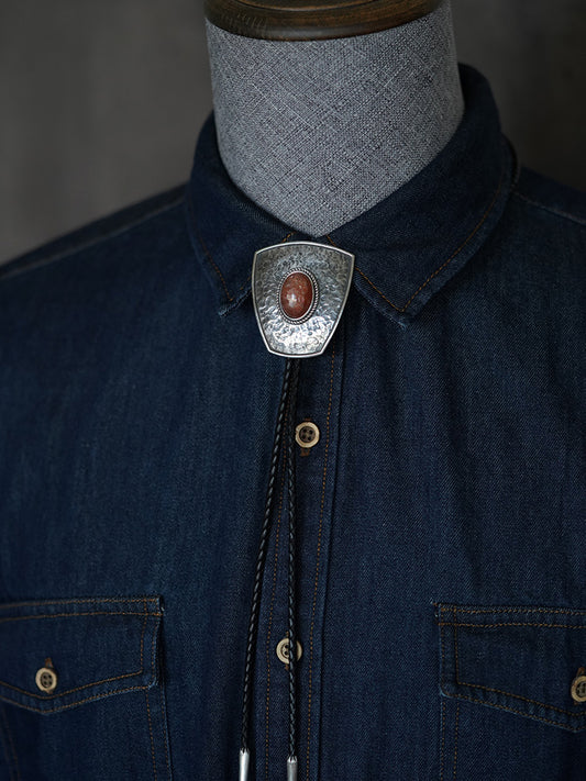 Artical Heart “Shield of the Paladin” S999 Fine Silver with Sunstone Bolo Tie