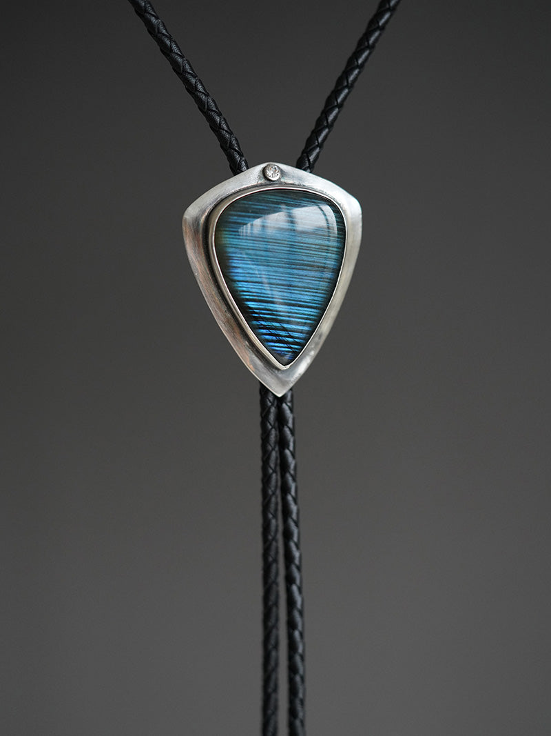 Ocean Tempest: Silver with Labradorite Bolo Tie