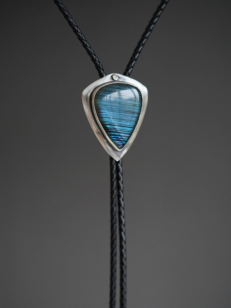 Ocean Tempest: Silver with Labradorite Bolo Tie