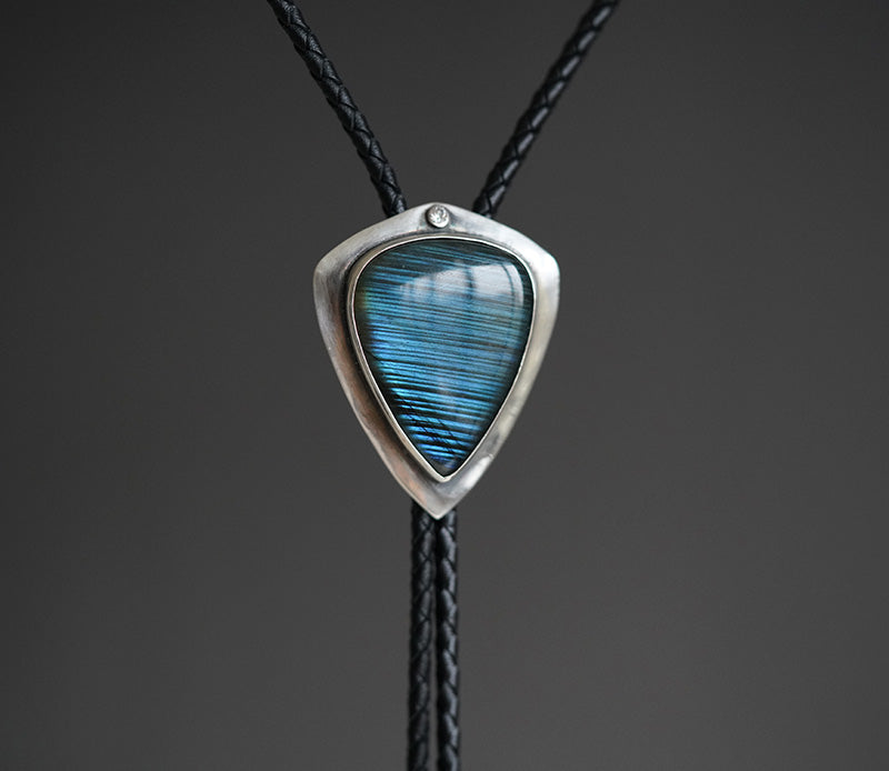Ocean Tempest: Silver with Labradorite Bolo Tie