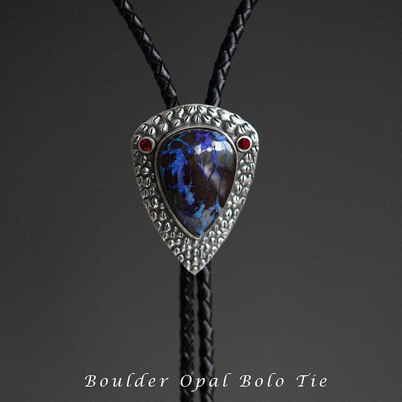Inverse Scale: The Primordial Core Silver with Boulder Opal Bolo Tie