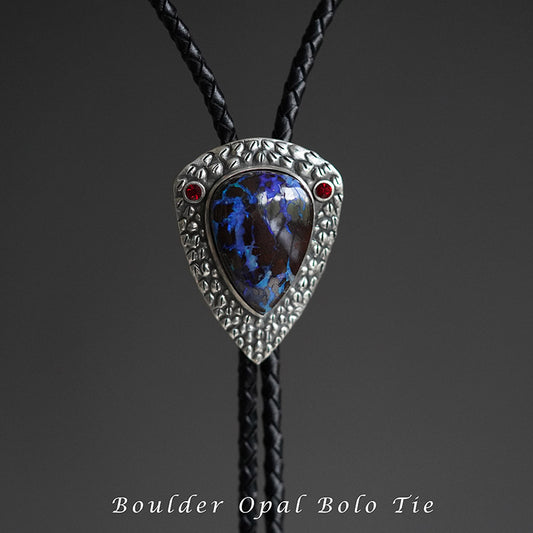 Artical Heart Inverse Scale: The Primordial Core Silver with Boulder Opal Bolo Tie