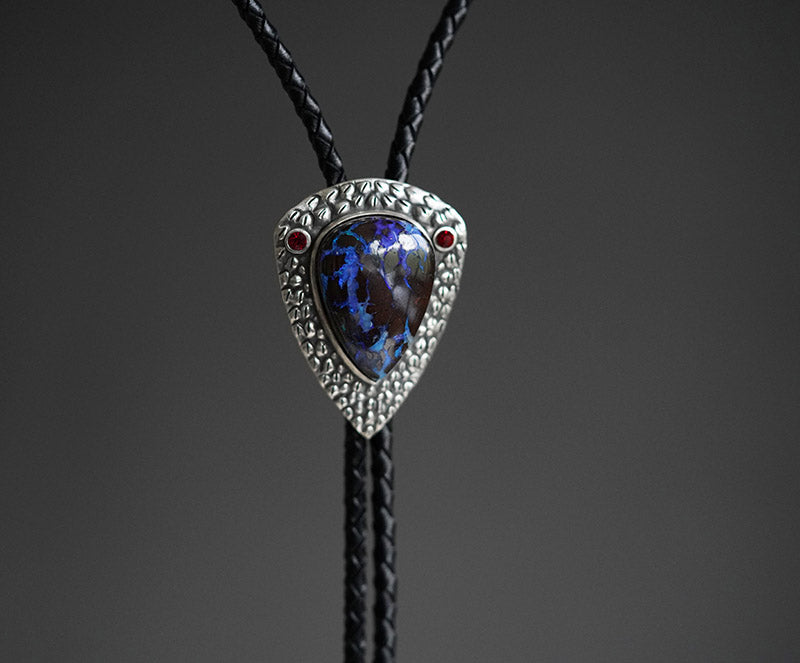 Inverse Scale: The Primordial Core Silver with Boulder Opal Bolo Tie