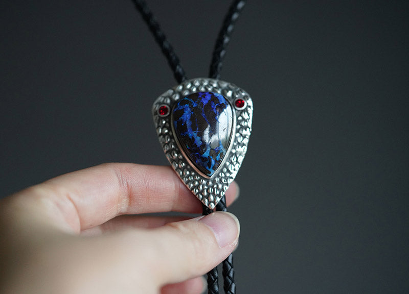 Inverse Scale: The Primordial Core Silver with Boulder Opal Bolo Tie