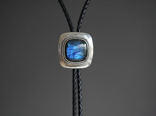 Artical Heart The Celestial Shield: S999 Silver with Labradorite Bolo Tie