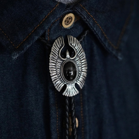 Artical Heart “The Wind-Carver” S999 Silver with Black Star Diopside Bolo Tie