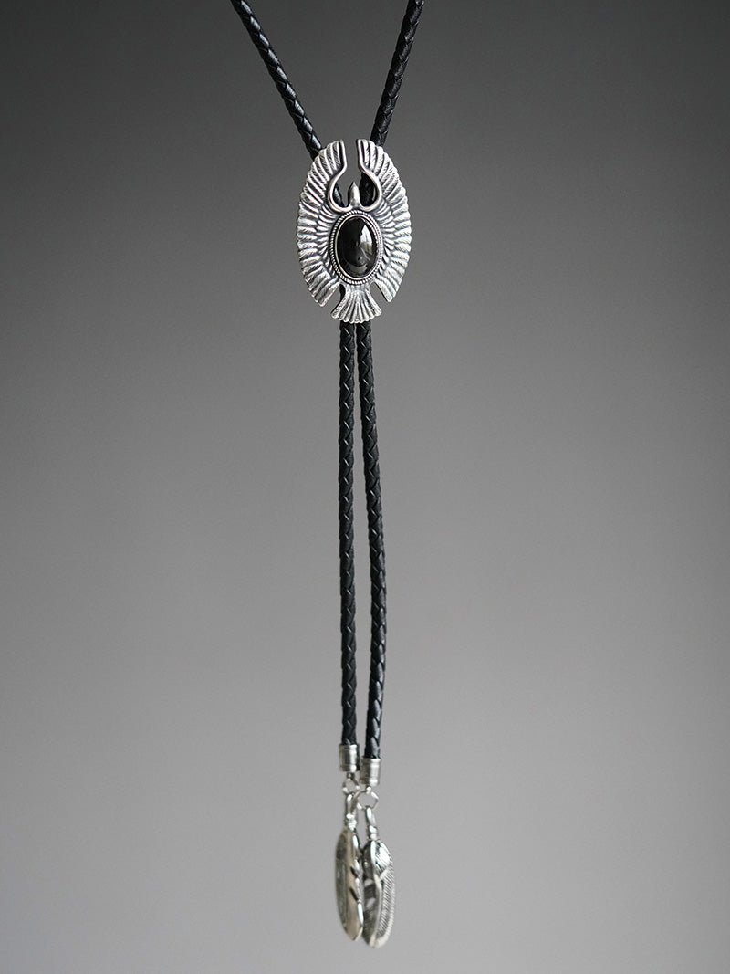“The Wind-Carver” S999 Silver with  Black Star Diopside Bolo Tie