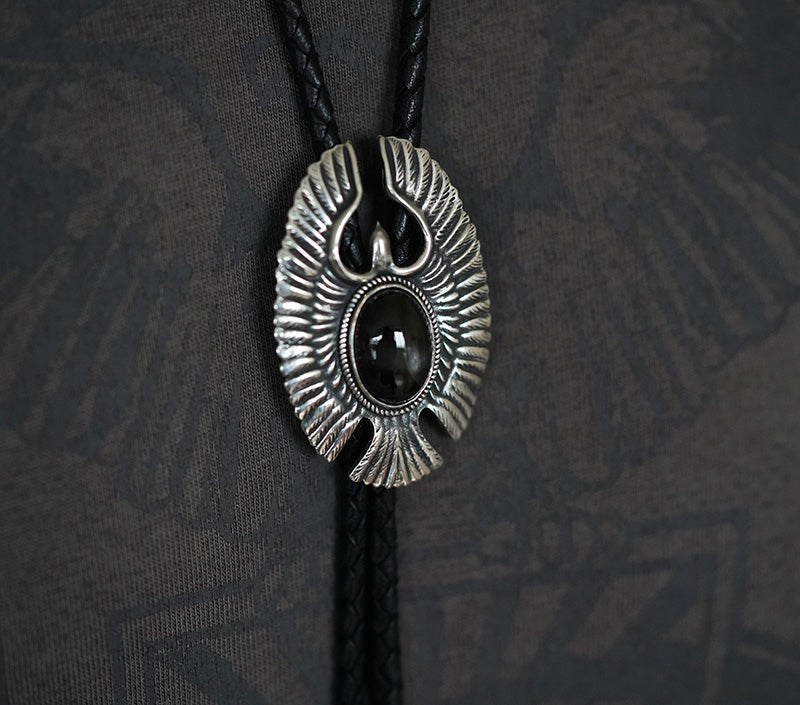 “The Wind-Carver” S999 Silver with  Black Star Diopside Bolo Tie