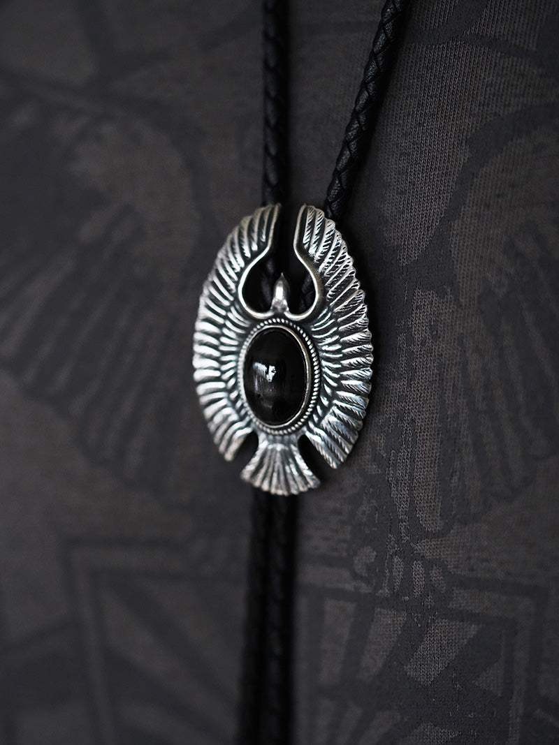 “The Wind-Carver” S999 Silver with  Black Star Diopside Bolo Tie