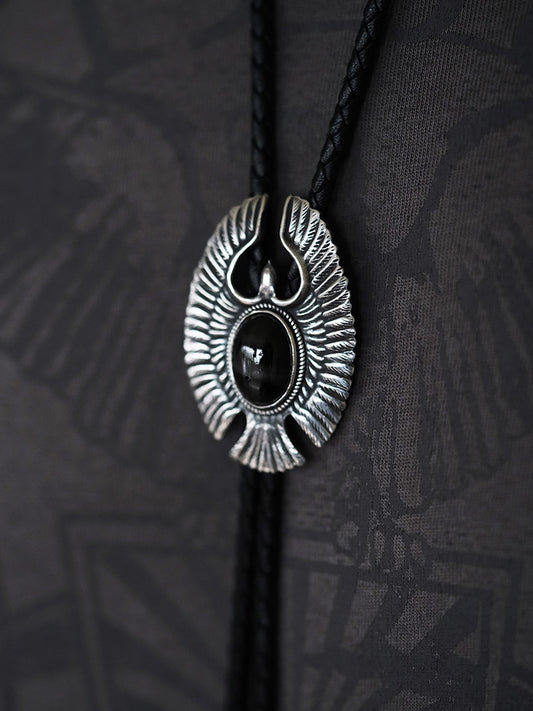 Artical Heart “The Wind-Carver” S999 Silver with Black Star Diopside Bolo Tie