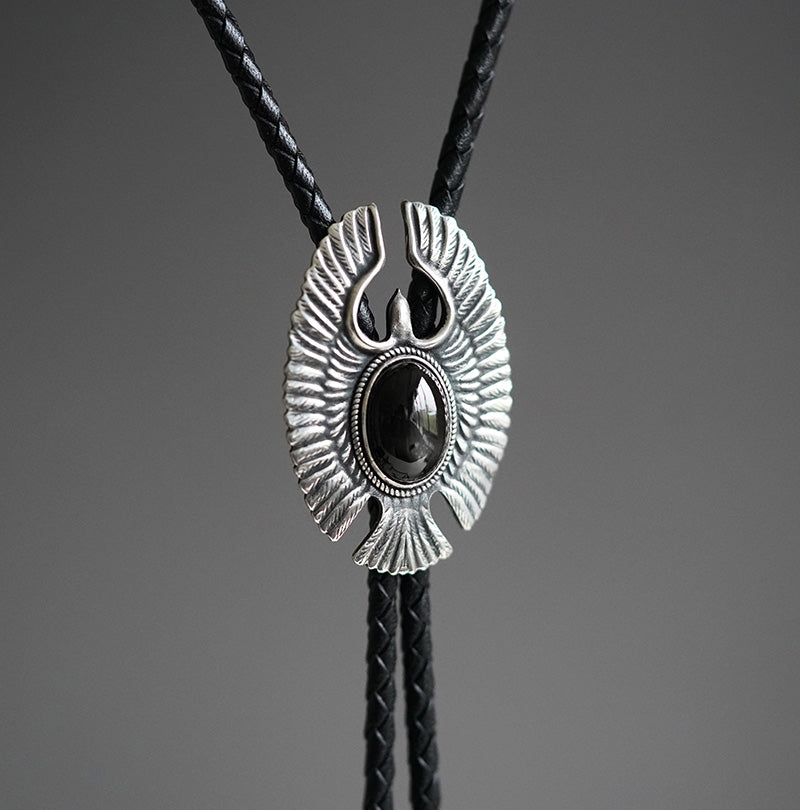 “The Wind-Carver” S999 Silver with  Black Star Diopside Bolo Tie