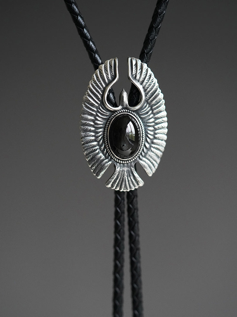 “The Wind-Carver” S999 Silver with  Black Star Diopside Bolo Tie