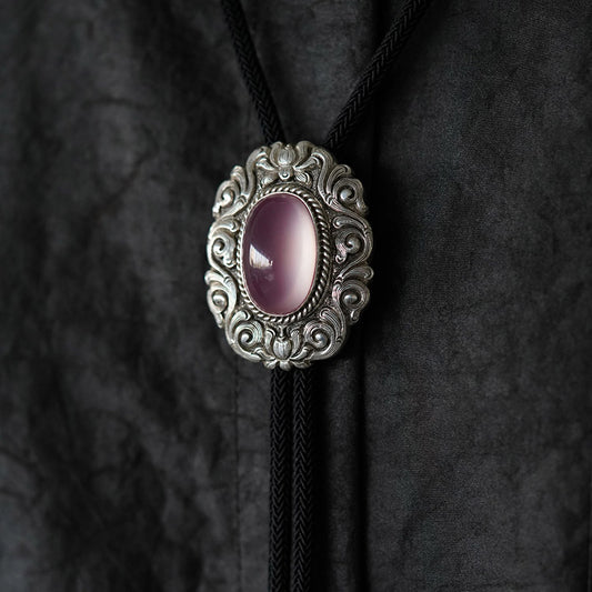 Artical Heart Spiritual Awakening Lotus: S999 Silver with Rose Quarz Bolo Tie