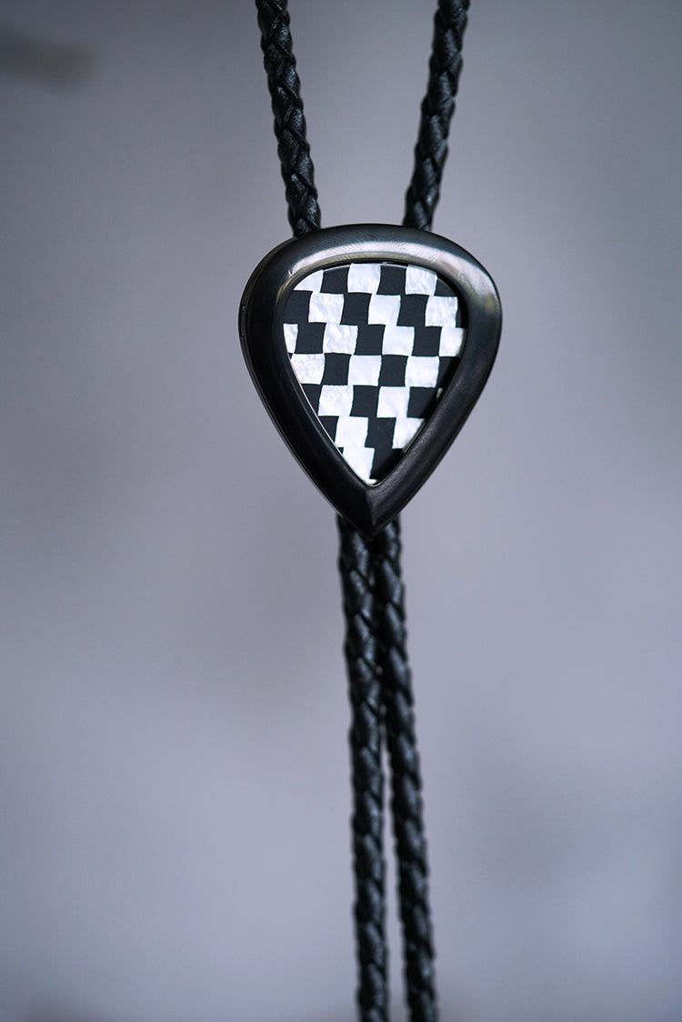 The Rock Pilgrim Bolo Tie: Stainless Steel Detachable Guitar Pick Edition