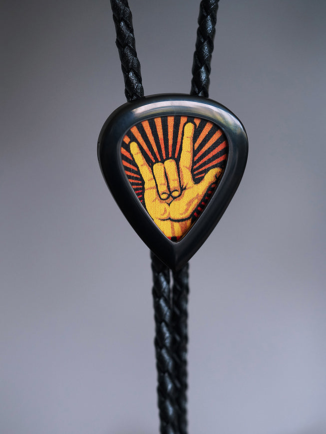 Artical Heart Gitar Pick Bolo Tie