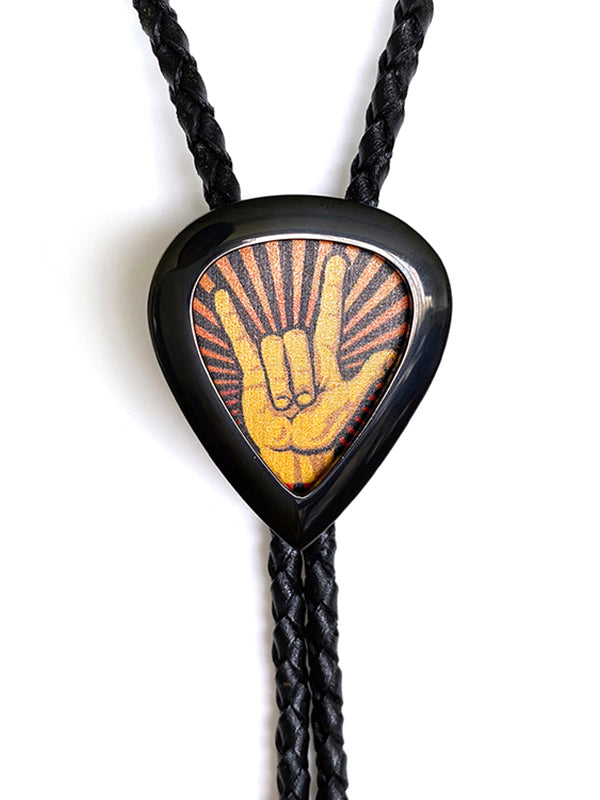 Artical Heart Gitar Pick Bolo Tie