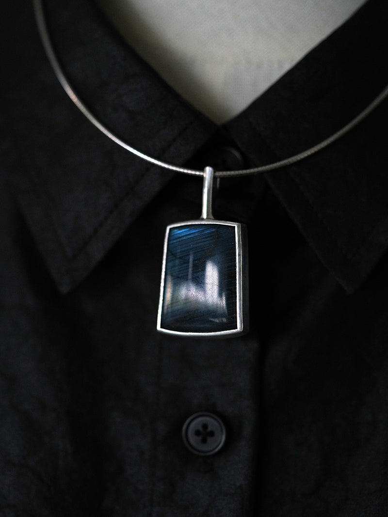 [OOAK] Modernist S999 Fine Silver Pendant - The Electric Blue Horizon
